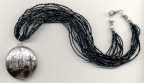 Silver Foil Gondola Pendant with Black Seed Bead Necklace